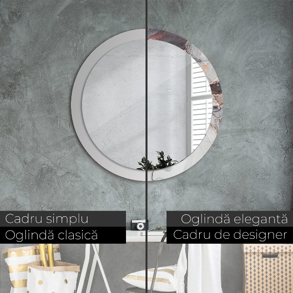 Lustro z drukowaną ramką okrągłe Płyn abstrakcyjny