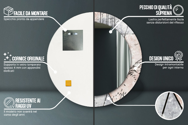 Lustro z drukowaną ramką okrągłe Abstrakcja zwierzęta