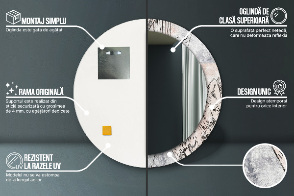 Lustro z drukowaną ramką okrągłe Abstrakcja zwierzęta