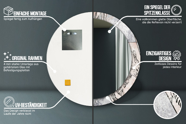 Lustro z drukowaną ramką okrągłe Abstrakcja zwierzęta