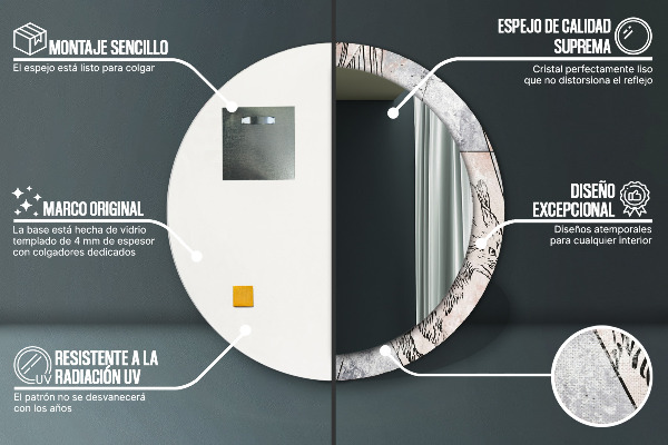 Lustro z drukowaną ramką okrągłe Abstrakcja zwierzęta