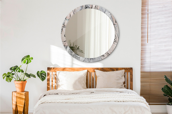 Lustro z drukowaną ramką okrągłe Abstrakcja zwierzęta