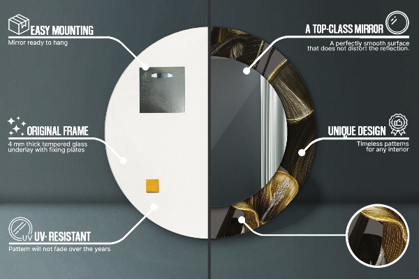 Lustro ścienne dekoracyjne okrągłe Kwiaty hibiskusa