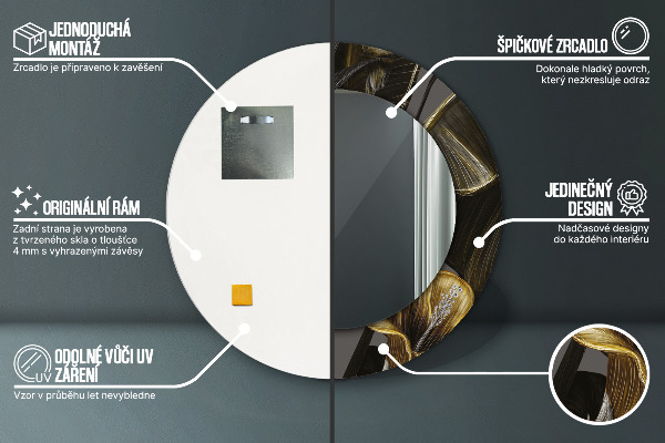 Lustro ścienne dekoracyjne okrągłe Kwiaty hibiskusa