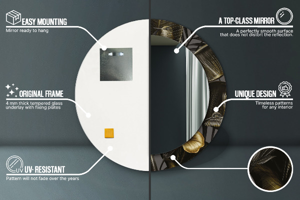 Lustro ścienne dekoracyjne okrągłe Kwiaty hibiskusa