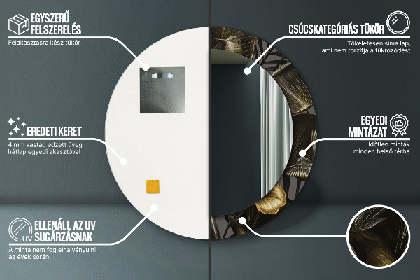 Lustro ścienne dekoracyjne okrągłe Kwiaty hibiskusa