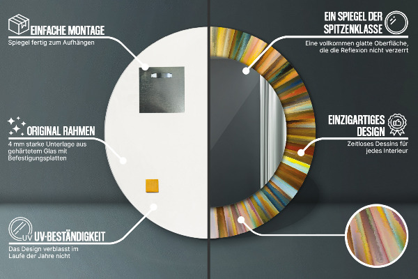 Lustro ścienne dekoracyjne okrągłe Abstrakcyjny wzór radialny