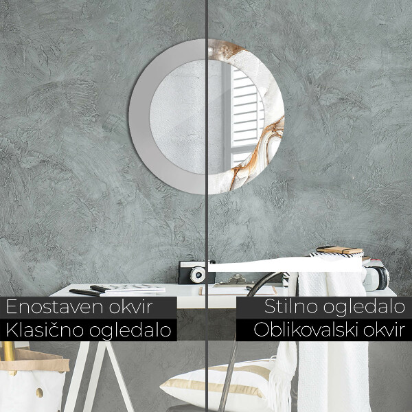 Lustro ścienne dekoracyjne okrągłe Jasny marmur