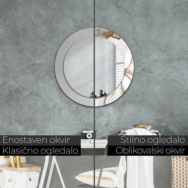 Lustro ścienne dekoracyjne okrągłe Jasny marmur