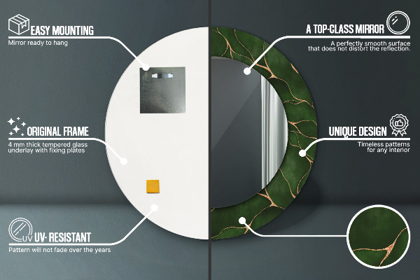 Lustro ramka z nadrukiem okrągłe Abstrakcyjny liść