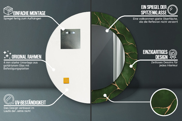 Lustro ramka z nadrukiem okrągłe Abstrakcyjny liść