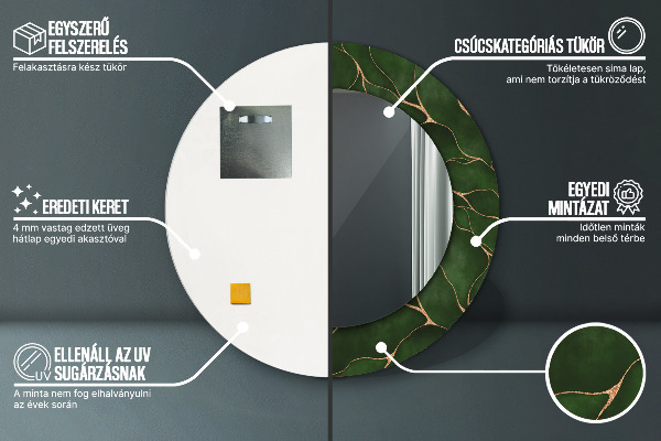 Lustro ramka z nadrukiem okrągłe Abstrakcyjny liść