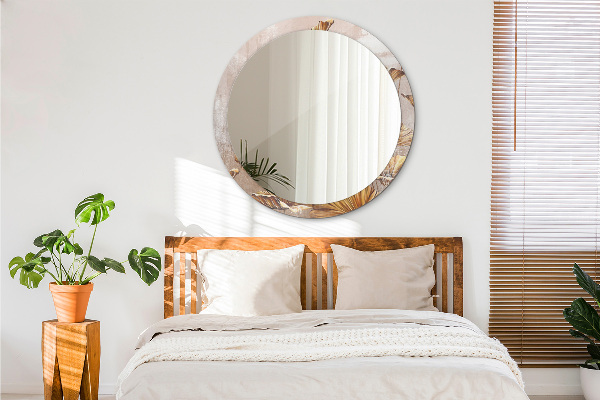 Lustro ramka z nadrukiem okrągłe Złote liście