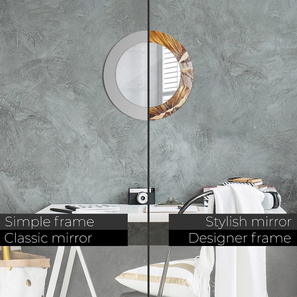 Lustro ramka z nadrukiem okrągłe Złote liście