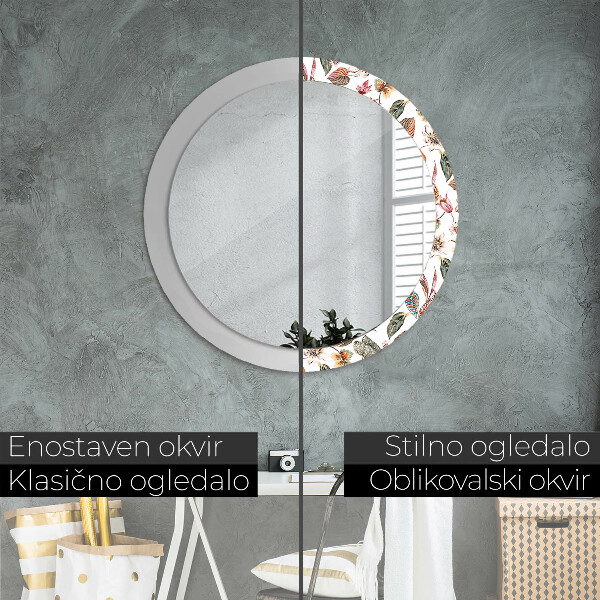 Lustro ścienne dekoracyjne okrągłe Vintage kwiaty