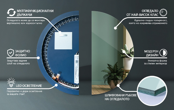 Lustro okrągłe z podświetleniem LED fi 40 cm