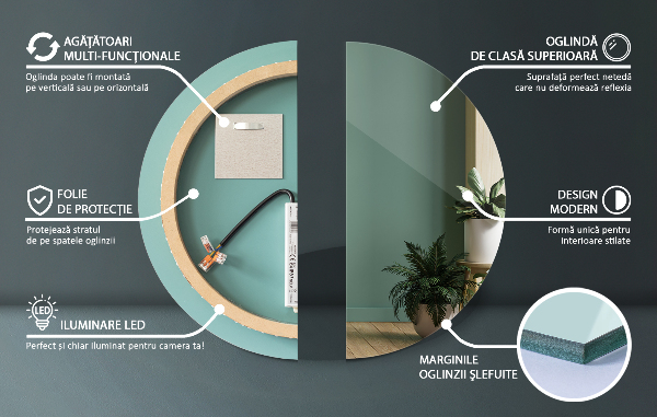 Okragłe lustro LED do łazienki fi 100 cm