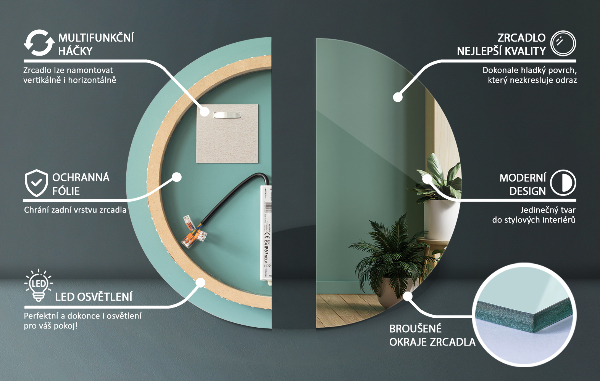 Okragłe lustro LED do łazienki fi 60 cm