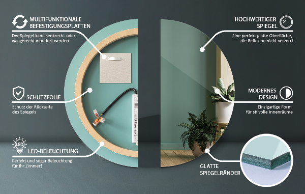 Okrągłe lustro do łazienki z podświetleniem LED fi 80 cm