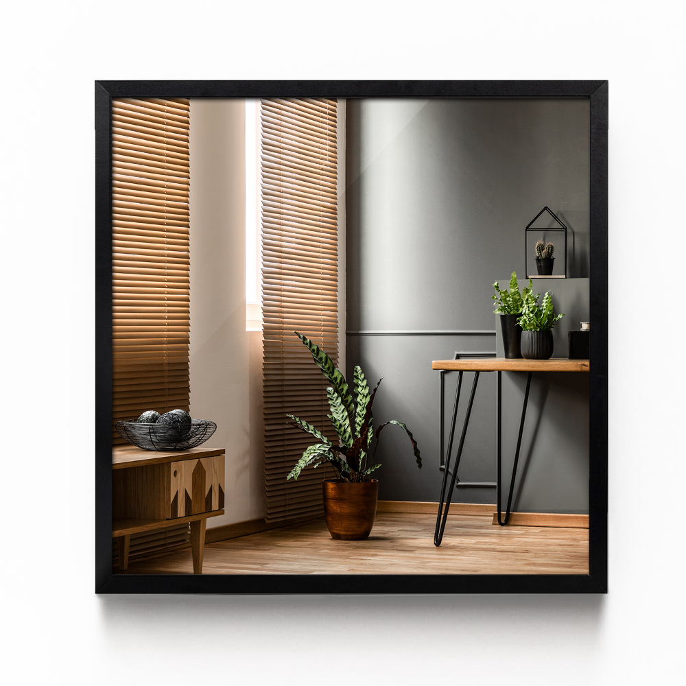 Lustro do salonu prostokątne w czarnej ramie MDF 50x50 cm