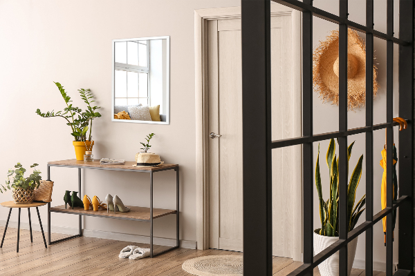 Lustro prostokątne do salonu w białej ramie 60x40 cm