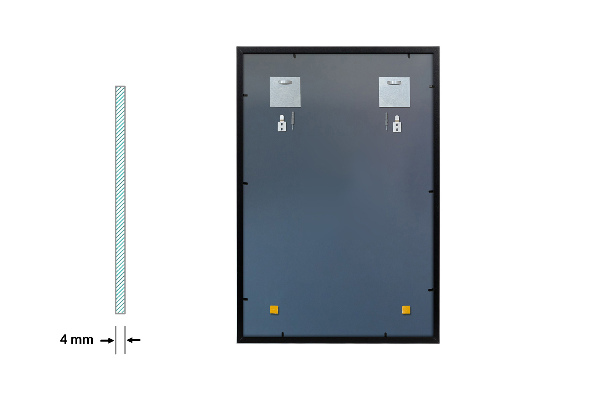 Prostokątne lustro czarna rama do salonu 70x50 cm