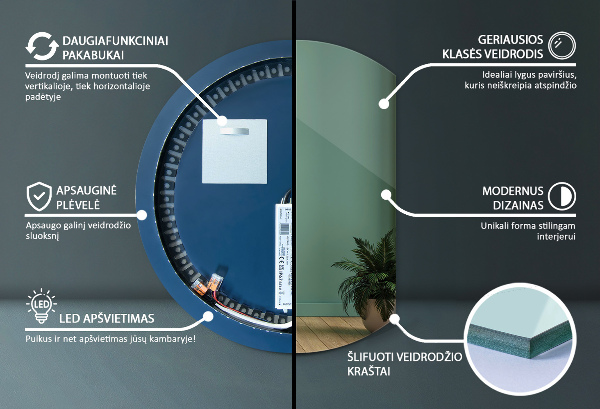 Lustro ścięte led 74x90 cm