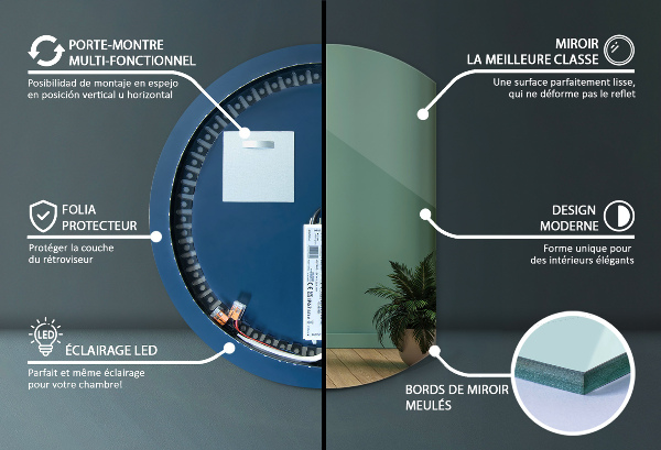 Lustro ze ściętym bokiem led 84x100 cm