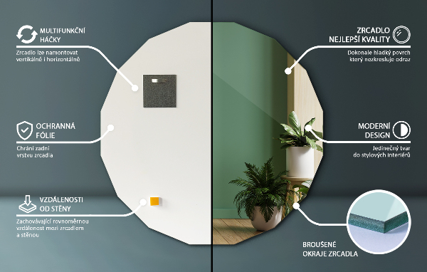 Lustro geometryczne oryginalny kształt 50x50 cm