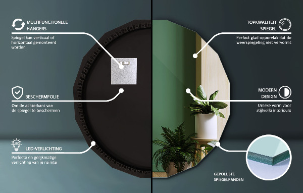 Lustro wielokątne LED 50x50 cm