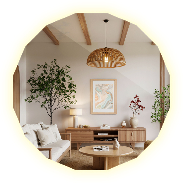 Lustro wielokątne LED 60x60 cm