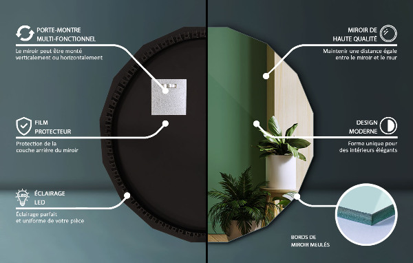 Lustro wielokątne LED 80x80 cm