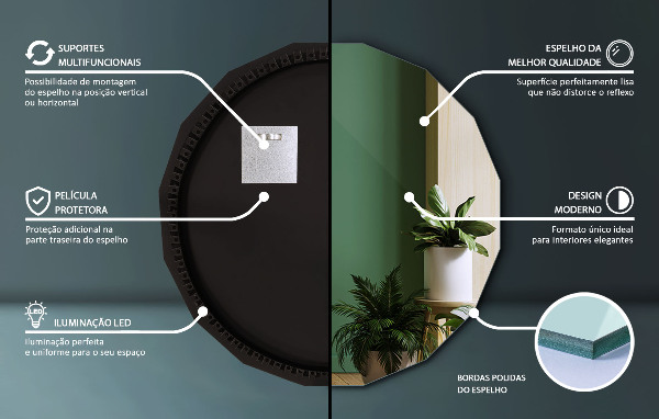 Lustro wielokątne LED 80x80 cm