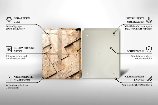 Osłona ściany przy kuchence gazowej Drewniane kwadraty