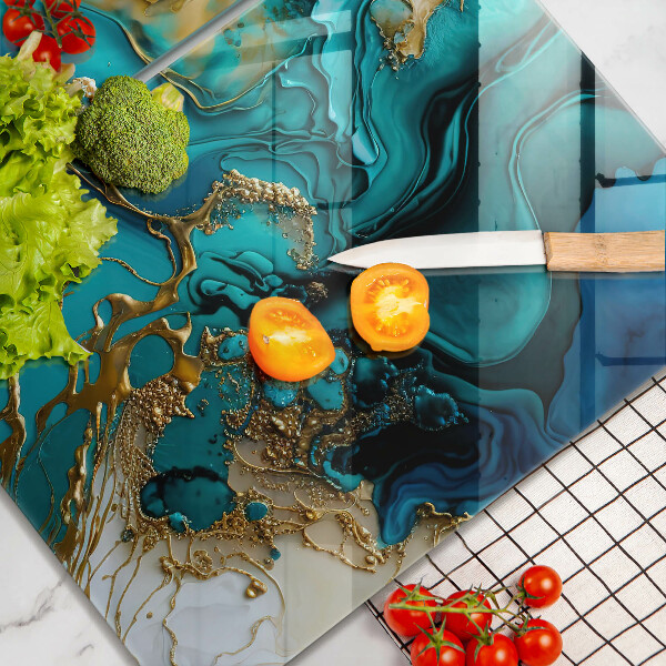 Osłona ściany przy kuchence gazowej Turkusowa abstrakcja