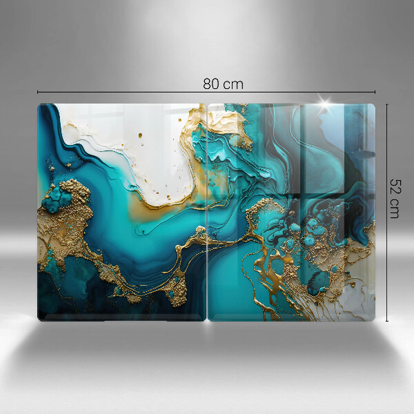 Osłona ściany przy kuchence gazowej Turkusowa abstrakcja