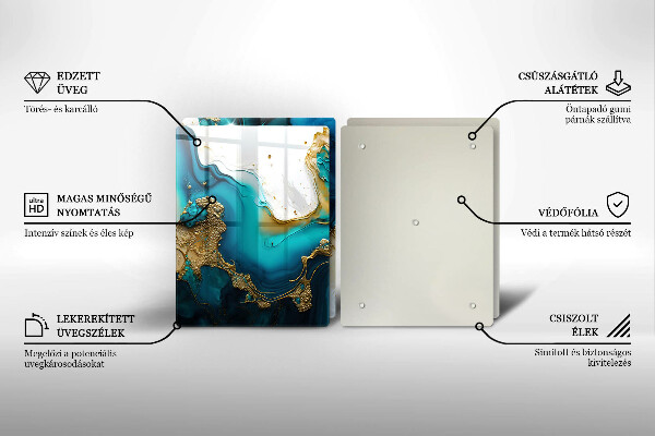 Osłona ściany przy kuchence gazowej Turkusowa abstrakcja
