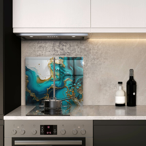 Osłona ściany przy kuchence gazowej Turkusowa abstrakcja