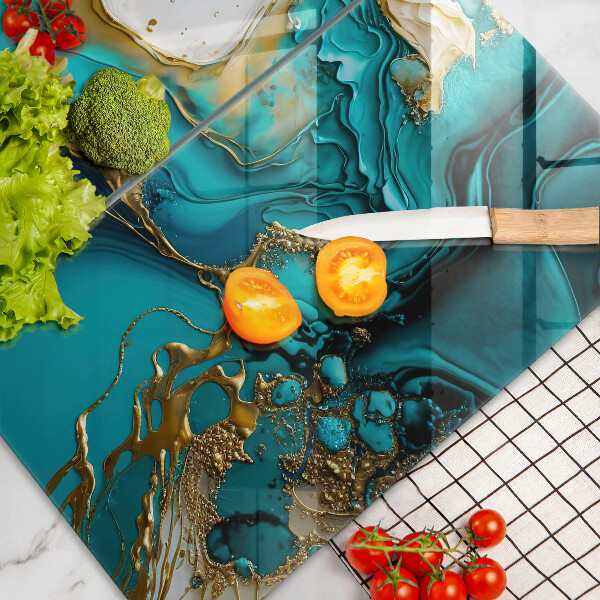 Osłona ściany przy kuchence gazowej Turkusowa abstrakcja