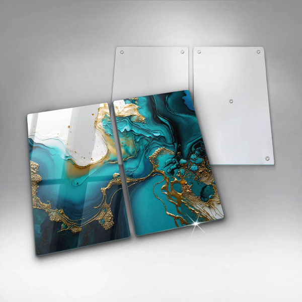 Osłona ściany przy kuchence gazowej Turkusowa abstrakcja