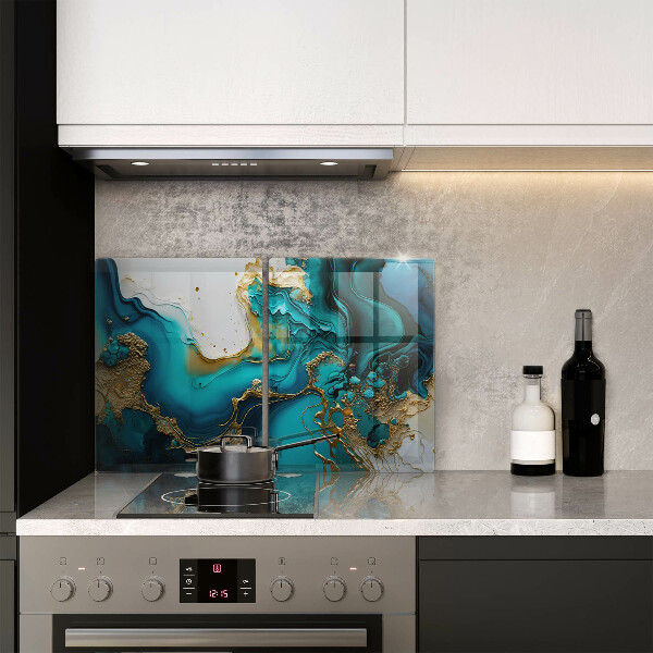 Osłona ściany przy kuchence gazowej Turkusowa abstrakcja