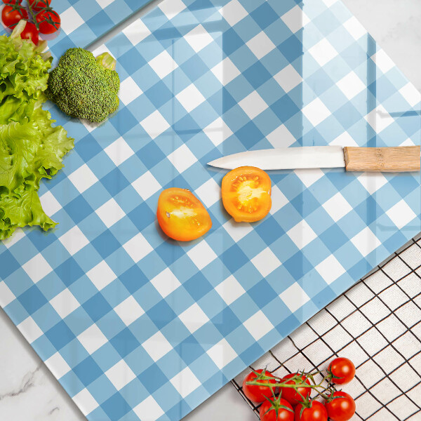 Osłona na ścianę w kuchni Niebiesko-biała krata