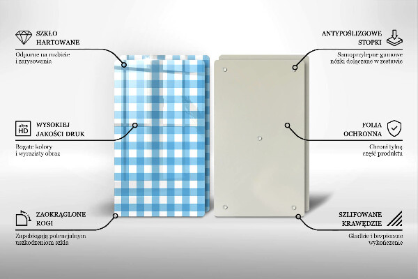 Osłona na ścianę w kuchni Niebiesko-biała krata