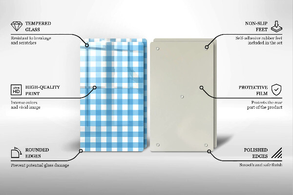 Osłona na ścianę w kuchni Niebiesko-biała krata