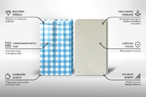 Osłona na ścianę w kuchni Niebiesko-biała krata