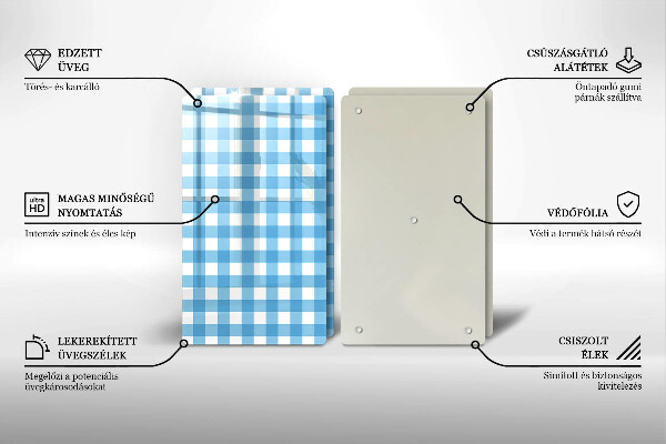 Osłona na ścianę w kuchni Niebiesko-biała krata