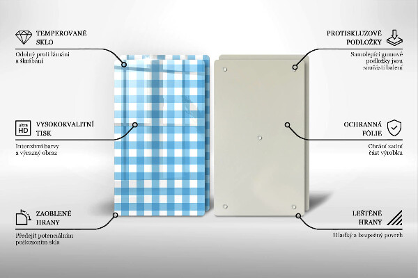 Osłona na ścianę w kuchni Niebiesko-biała krata