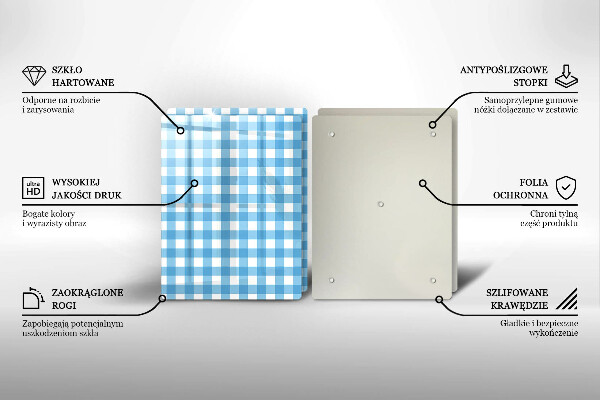 Osłona na ścianę w kuchni Niebiesko-biała krata
