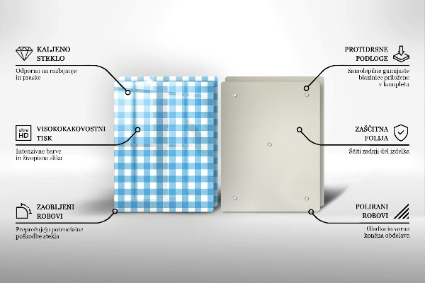 Osłona na ścianę w kuchni Niebiesko-biała krata