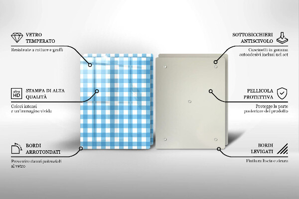 Osłona na ścianę w kuchni Niebiesko-biała krata